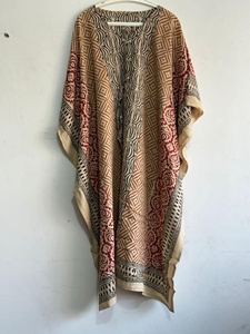 Robe longue kaftan en pur coton, imprimé indien, tenue de plage, paréo de bikini, robe florale, vêtements d'été, tenue de soirée pour femmes - Product Image 2