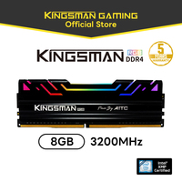 Mémoire KINGSMAN GAMING 8 Go DDR4 RGB noire 3200 MHz pour ordinateur de bureau, pour le jeu, en stock, garantie 5 ans