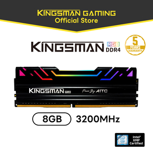 Memoria RAM KINGSMAN GAMING de 8GB DDR4 RGB Negra de 3200MHz para Juegos de Escritorio, en Stock, Garantía de 5 Años - Product Image 2