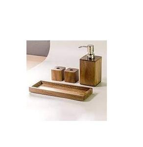 New Arrival Wooden Bathroom Accessory Set Soap Dispenser <b>Toothbrush</b> <b>Holder</b> Tumbler Tray Polish Finished Custom Manufacturer - Product Image 2