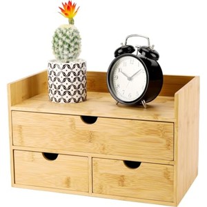Organisateur de bureau minimaliste en bois de manguier naturel couleur miel - Vente en gros - Product Image 2