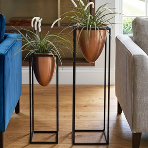 Jardinière de sol légère en fonte écologique style Art Déco, avec revêtement poudré, pour intérieur, extérieur, jardin, maison, balcon, salon - Product Image 1