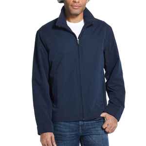 Veste polaire marine pour homme, fermeture éclair intégrale, col montant, coupe décontractée, coupe-vent, pour l'automne, en polyester - Product Image 1