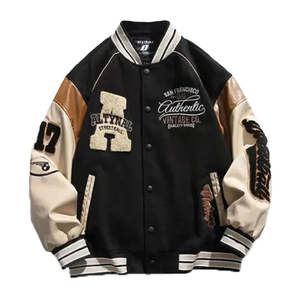 Chaqueta Bomber Varsity Personalizable y Elegante de Piel de Vaca con Lana Curtida, Estilo Urbano, de Alta Calidad, para Hombre, con Bordado, Resistente al Viento, para Invierno - Product Image 2