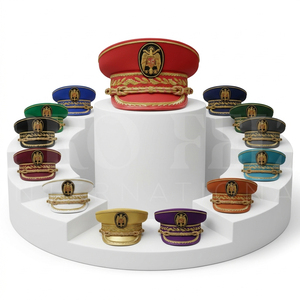Custom Embroidered Decorative Peak <b>Cap</b> with Gold Leaf Design Adjustable Formal Uniform Style Hat <b>for</b> <b>Men</b> Whole Sale Visor <b>Caps</b> - Product Image 1