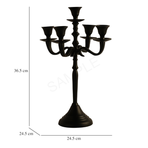 Candélabre décoratif noir à cinq bras en métal, porte-bougie multi-bras, chandelier vintage rustique, centre de table - Product Image 2