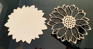 Sunflower Laser Cut Solid Wood Coaster Handcrafted Heat Resistant Drink Mat <b>Table</b> <b>Protector</b> Coffee Tea Cup Holder Home Decor - Product Image 2