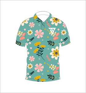 Polo à manches courtes pour hommes, imprimé floral bleu sarcelle, décontracté, mode été, t-shirt de golf - Product Image 4