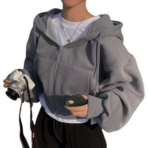 Peso pesado 400 gramos mujeres de gran tamaño 100% algodón bordado a prueba de viento cremallera completa Sudadera con capucha logotipo frontal sudaderas de alta calidad - Product Image 6