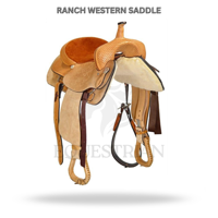Selle Western en cuir avec arceau en bois pour l'équitation - Équipement équestre