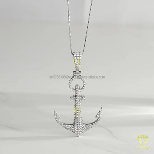 Colgante de Joyería de Plata 925 de Alta Calidad con Ancla y Detalle de Piedra Brillante Cultivada en Laboratorio, Chapado en Rodio, Acabado de Lujo Estilo Hip Hop, Regalo - Product Image 3