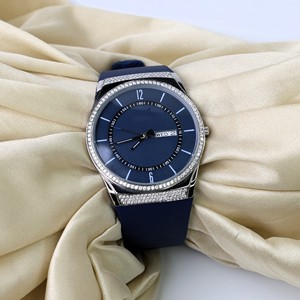 Blue Dial Quartz Luxury Fashion Stainless Steel <b>Watch</b> <b>Diamond</b> Inlaid Round Case Date Display Wristwatch for Business Gift - Product Image 6