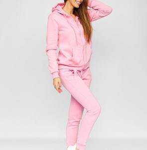 Conjunto Deportivo para Mujer, Color Rosa Sólido, Manga Larga, Cuello Redondo, Pantalones Jogger Casuales, Transpirable, 100% Algodón, Ropa de Otoño - Product Image 5