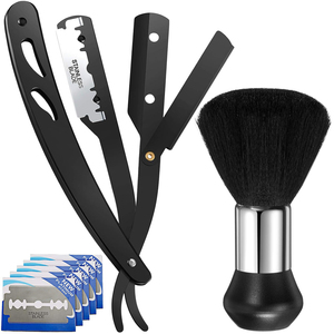Set de afeitado con cuchilla de afeitar recta, afeitadora de barba, brocha de afeitar para hombre, kit de piel, herramienta de aseo, set de afeitado con estuche de piel, precio económico - Product Image 6