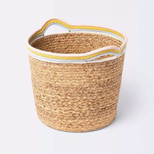 Nouvel Arrivage Panier de Rangement en Coton et Jacinthe d'Eau avec Bordure Contrastante, Organisateur de Rangement Durable pour Crèche, Fournisseur en Gros - Product Image 1