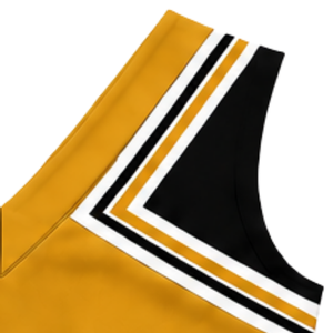 Haut d'uniforme de cheerleading jaune moutarde sans manches à col en V pour femmes et filles, idéal pour les compétitions de danse et le sport en équipe - Product Image 4