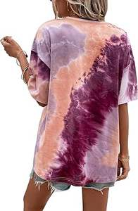 T-shirts unis et allongés tie-dye lavables à prix de gros abordable, vêtements d'été sportifs, t-shirts imprimés intégralement et teints par immersion - Product Image 5