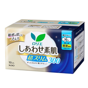 KAO Laurier Bare Skin 30cm Toallas Sanitarias de Uso Diurno y Nocturno Súper Delgadas Transpirables con Alas 13 Unidades Hechas en Japón Suaves - Product Image 2