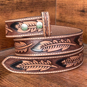 สายรัดหนังแท้แบบตะวันตกสำหรับทุกเพศ, เข็มขัดหนังแท้ลายนูนแบบไม่รัดคาวบอยสำหรับทนทานใช้ได้ทั้งชายและหญิง - Product Image 2