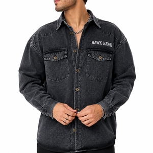 Chemise en jean délavé sur mesure pour homme, qualité supérieure, manches longues, tissu doux, logo personnalisé, service OEM, coupe classique, col rabattu - Product Image 1
