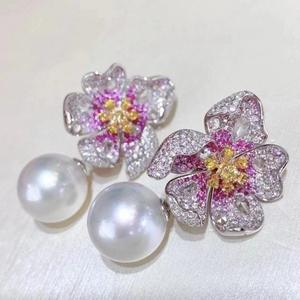 Classic Versatile 9-10mm Natural Freshwater Platinum Grey S925 Silver High Heels Ear Hook with Gift <b>Box</b> Pearls <b>Earrings</b> - Product Image 1