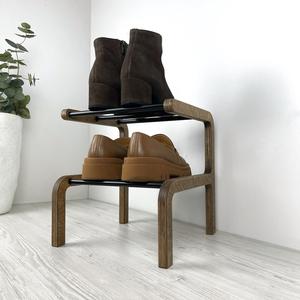 Elegant Curved <b>Shoe</b> Rack Dual Tier Compact Organizer <b>Space</b> <b>Saving</b> Design Strong Stable Frame Premium Entryway <b>Storage</b> Unit - Product Image 3