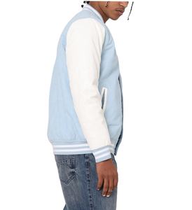 Veste universitaire en laine pour homme, style streetwear, personnalisable OEM, hiver, 100% laine, avec patch brodé en chenille et manches en cuir véritable - Product Image 5