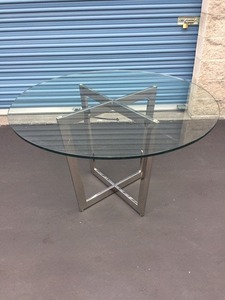 Table basse en métal et verre, acier inoxydable, gris, acier inoxydable, verre trempé - Product Image 4