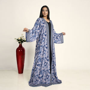 Abaya de Chifón con Estampado Floral para Mujer, Estilo Cardigan Largo Abierto por Delante, Moda Islámica para Ramadán y Eid - Product Image 2