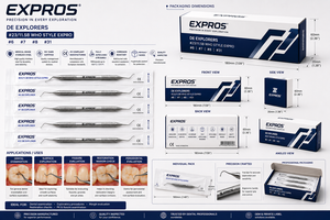 Expros # Explorador Dental de Doble Punta Estilo WHO 23/11.5B # 6 # 7 # 8 # Zetomed Pro de Acero Inoxidable 31 - Product Image 4