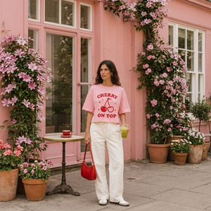 T-shirt personnalisé pour femme, coupe ample, 100% coton, jersey simple, évacuation de l'humidité, t-shirt d'été - Product Image 1