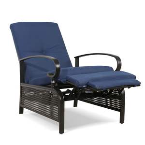 Adjustable Outdoor Patio Reclining Lounge <b>Chair</b> with Olefin Cushion for Sun <b>Lounging</b> - Product Image 3