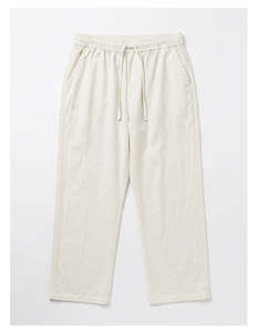 Pantalon en lin blanc cassé pour homme, taille élastique, cordon de serrage, poches latérales, décontracté, léger, pour l'été - Product Image 3