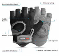 Gants de sport unisexes RexFit pour la musculation, gants de fitness respirants avec une forte adhérence pour les exercices de musculation