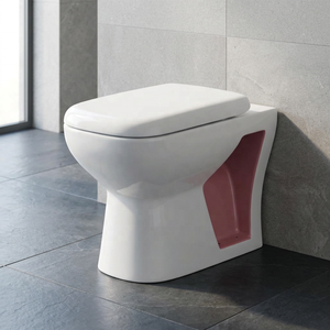Cuvette de toilettes de luxe rétro imprimée bicolore en céramique EWC, WC européen bleu carré avec siège design - Product Image 4