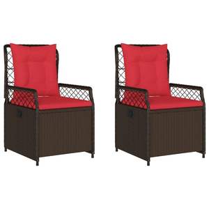 Chaise de patio inclinable moyenne en rotin PE marron avec structure en acier thermolaqué pour jardin - Product Image 2