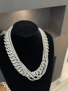 Collar de Diamantes de Laboratorio con Corte Baguette Multihilo, Oro Blanco Sólido, Joyería de Boda de Lujo, Amuleto Hip Hop para Mujer - Product Image 4