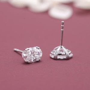 IGI Certified Lab Grown Diamond Oval Stud Earrings Solid 925 Sterling Silver Solitaire Oval Cut Diamond Earrings - Product Image 6