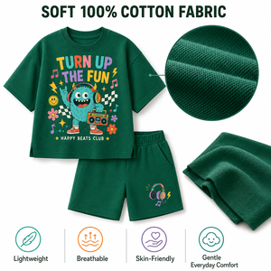 ชุดเสื้อยืดและกางเกงขาสั้นพิมพ์ลายสำหรับผู้ชาย Foxcotton Club ผ้าฝ้าย 100% ชุดลำลองฤดูร้อน ลายสัตว์ คอกลม ทรงโอเวอร์ไซส์ - Product Image 5