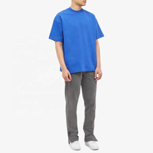 เสื้อยืดคอกลมแขนสั้นผู้ชาย ผ้าฝ้าย 280 กรัม สีพื้น ทรงโอเวอร์ไซส์ สไตล์ลำลอง โลโก้ด้านหน้า ขายดี ดีไซน์เรียบง่าย - Product Image 3