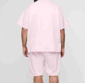 Ensemble short et t-shirt unisexe d'été en coton surdimensionné, col rond, imprimé, pantalon tricoté, survêtement pour hommes et femmes - Product Image 6