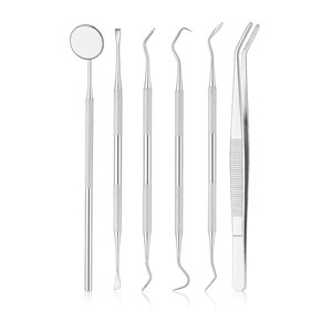 Dental Kit Tools 6 Piece Stainless Steel Dental Hygiene Kit Tooth <b>Scraper</b> Plaque Remover Dental Picks and Teeth <b>Cleaning</b> - Product Image 1