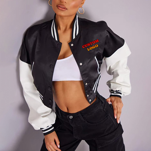 Blouson Bomber en Satin Style Universitaire Brodé Personnalisé avec Logo – Nouvelle Collection Décontractée Courte Style Baseball et Streetwear - Product Image 1