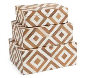 High Quality Modern Rectangle Bone Inlay Jewelry <b>Box</b> Handmade Luxury Accessory Case with Square Pattern <b>Storage</b> Organizer - Product Image 2