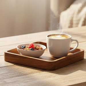 Handmade Acacia Wood Square Tray <b>Rustic</b> <b>Home</b> <b>Decor</b> Premium Square Wooden Serving Tray - Product Image 6