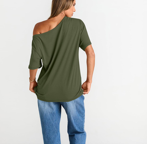 Camiseta de algodón lisa para mujer, suave, informal, transpirable, de manga corta, para verano, con logo personalizado, a la moda. - Product Image 5