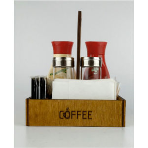 Handcrafted Wooden Coffee Station Organizer Eco-Friendly Restaurant <b>Tabletop</b> Caddy for Napkins Sugar & Sauce Bottles Holder - Product Image 2