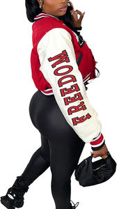 Chaquetas Varsity Personalizadas para Mujer, con Logotipo Chenille, a Cuadros, de Invierno, Impermeables, Resistentes al Viento, Transpirables, de Poliéster, al por Mayor, para Universidad - Product Image 3