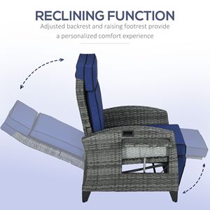 Sedia Reclinabile da Patio con Schienale Regolabile e Vassoio Laterale, Blu Scuro, Sedia Comfort per Esterni - Product Image 4