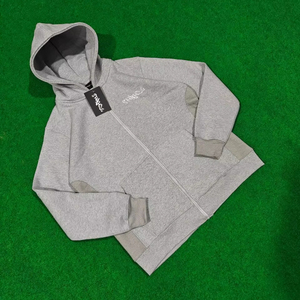 Two Tone Panel Embroidery Baggy Joggger With Custom Labels Zipper Croptop Pullover Hoodie <b>CUffed</b> <b>Jogger</b> 100% Fleece Sweatsuit - Product Image 1
